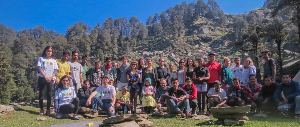 Volunteers and hikers with the Himalayan Ecotourism team