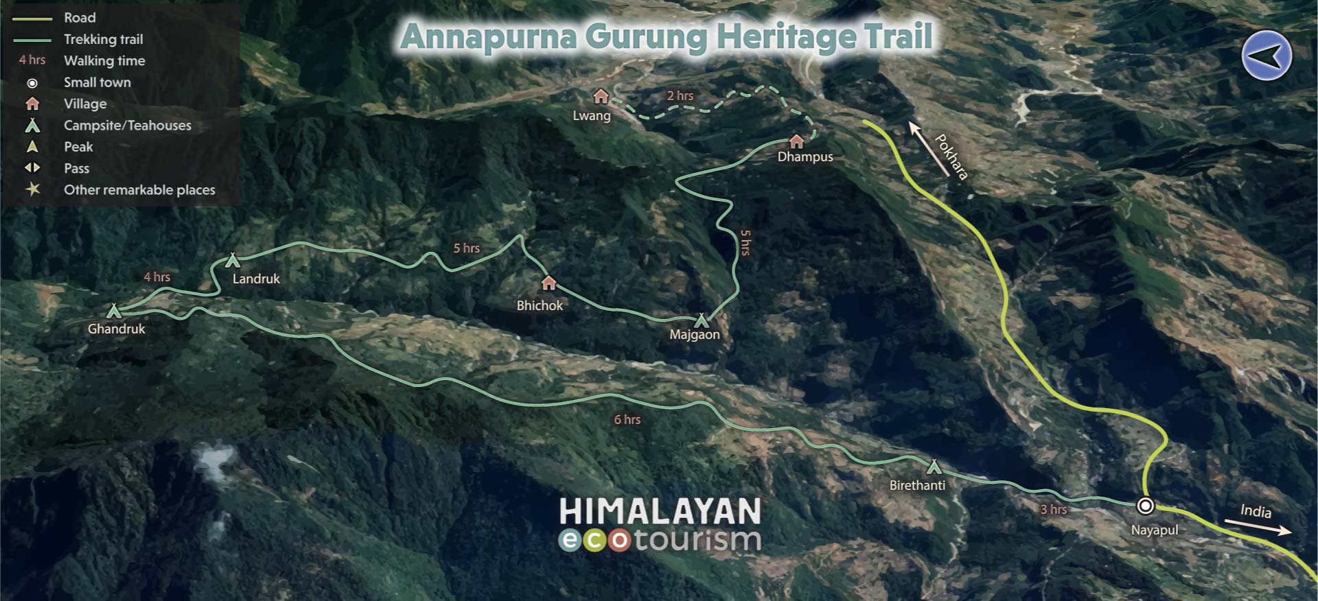 Annapurna Gurung Trek Map