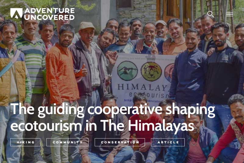 Himalayan Ecotourism Press coverage in the 'Adventure Uncovered'