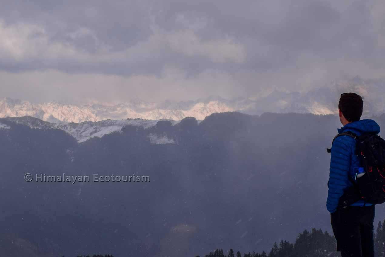 Snow mountain ranges as seen from Jalori Pass