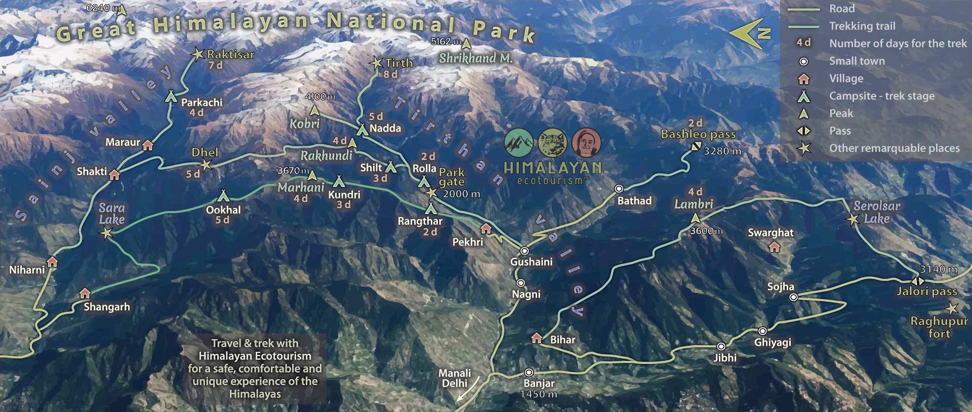 Great Himalayan National Park Trek Map