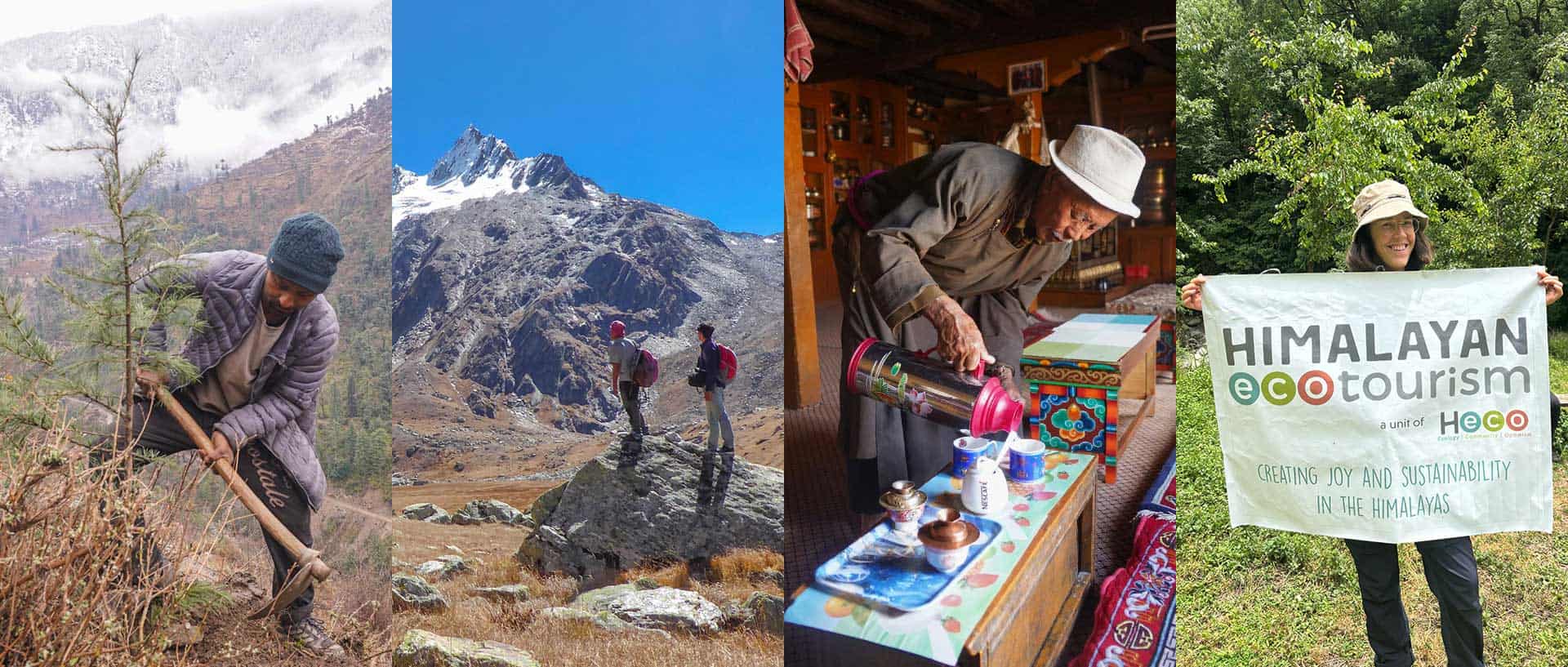 Picture showing different aspect of the work of Heco (Himalayan Ecotourism)