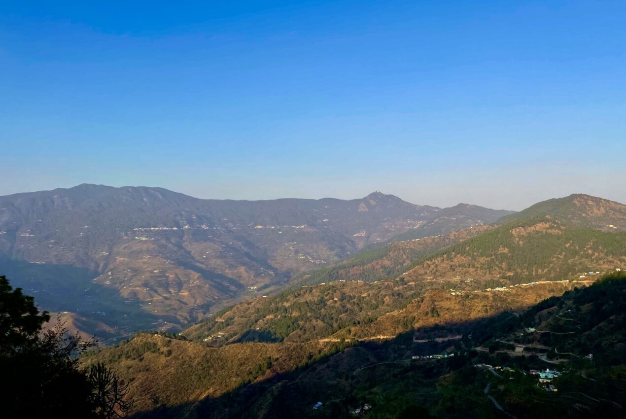 Sun setting on the mountains of uttarakhand