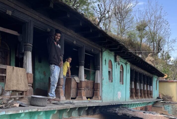 A traditional house in a village in Uttarakhand showing simple living in mountains