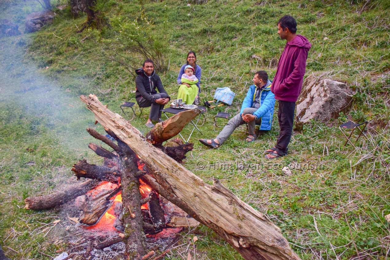 Bonfire on camping with Himalayan Ecotourism