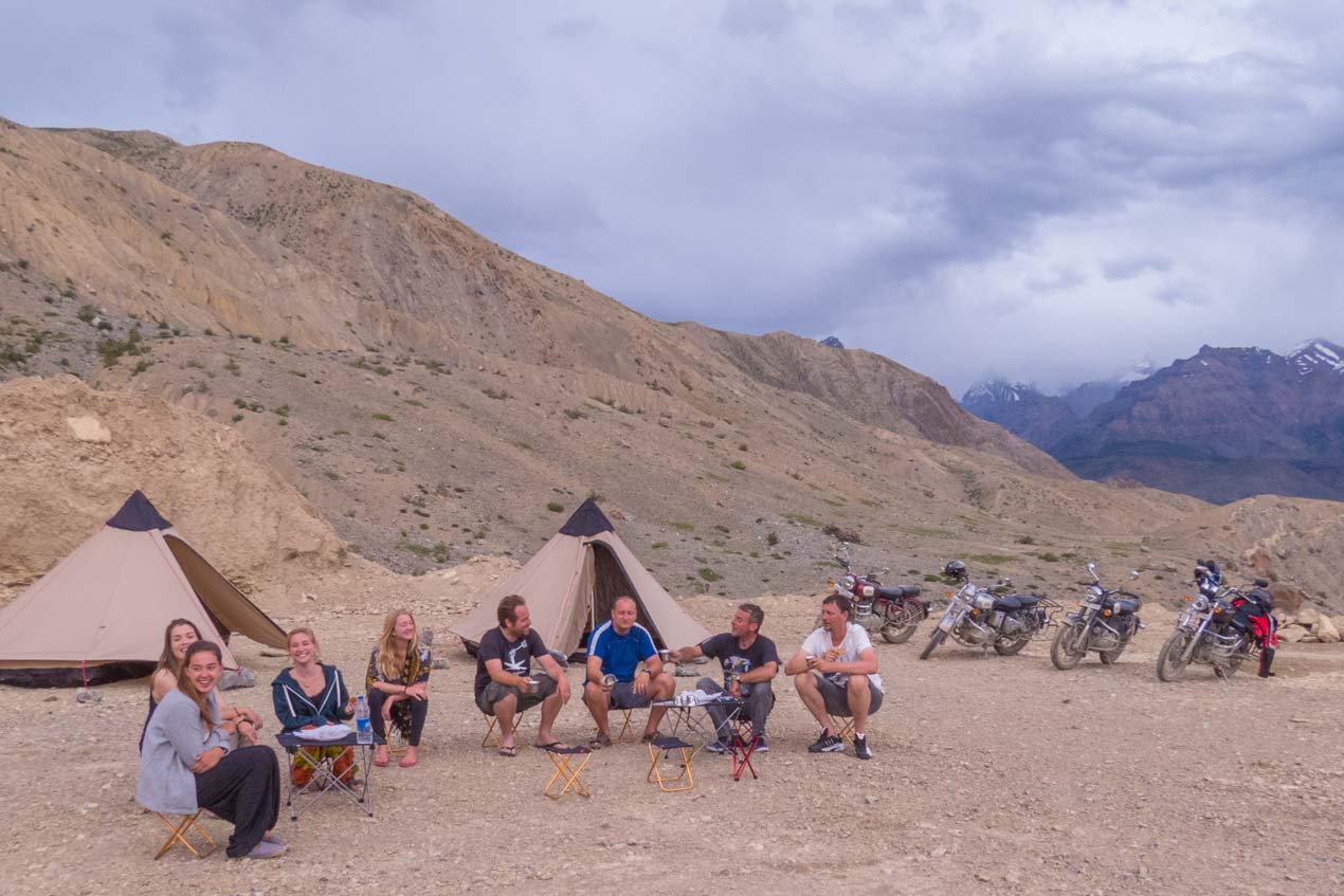 Ladakh Bike tour camping set up by Himalayan Ecotourism