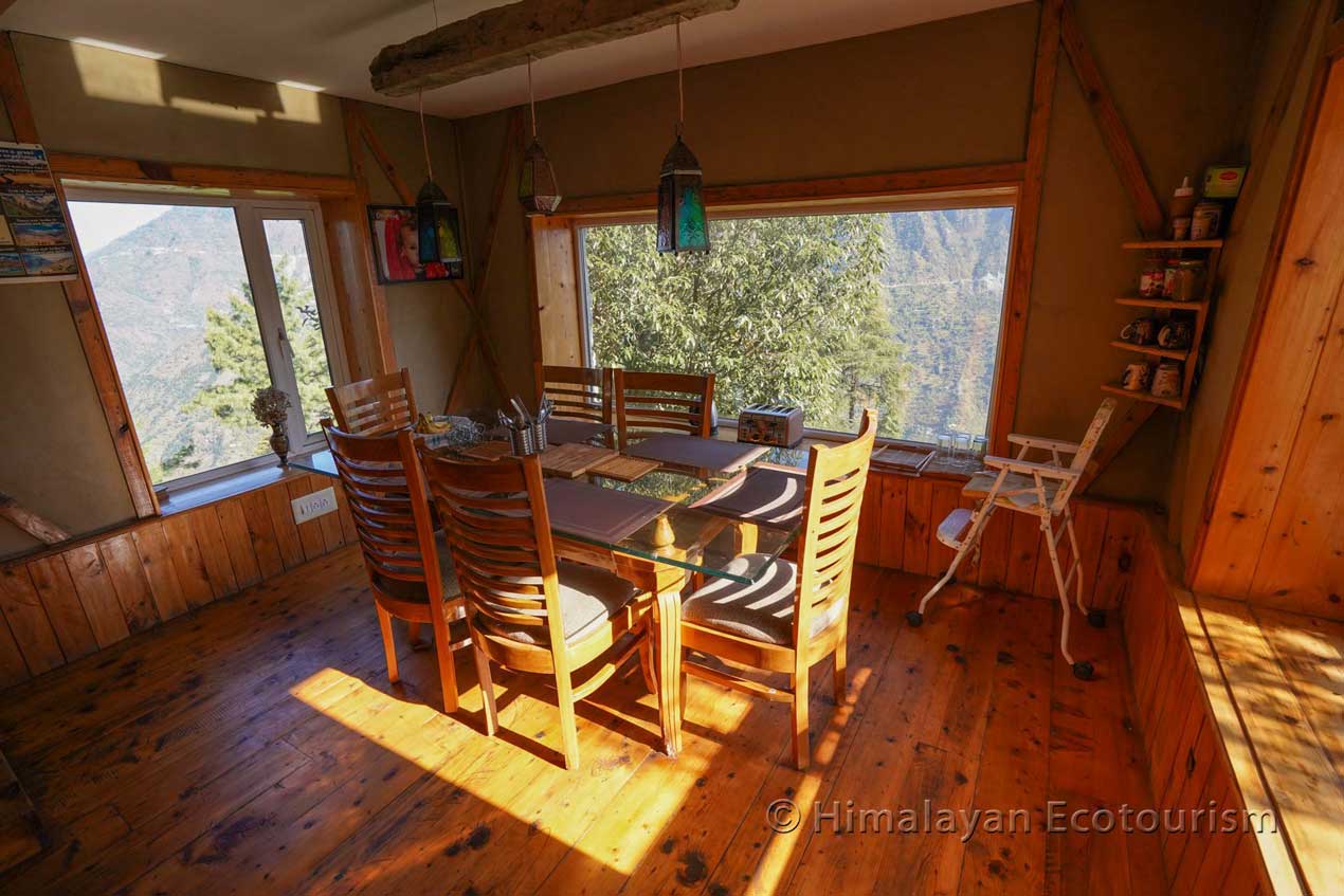 Dining space - Homestay in the Tirthan Valley