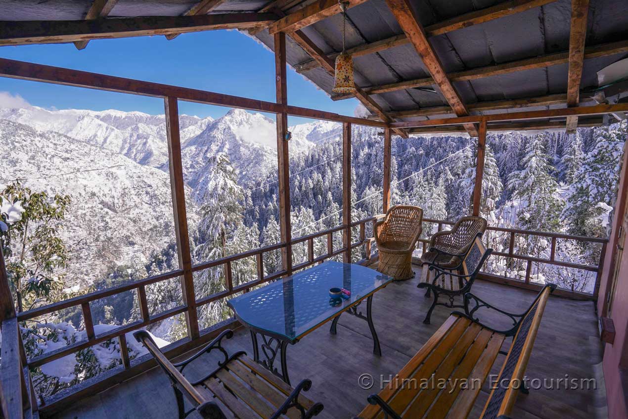 Homestay in the Tirthan Valley during winters - Balcony view